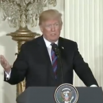 Präsident Donald Trump Press Briefing über Grenzkontrolle 3.4.18 Bildquelle: Weißes Haus YouTube Screen