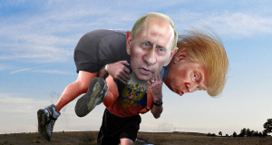 n Kumpel Bild: CC By DonkeyHotey (Vladimir Putin carrying his buddy Donald Trump) [CC BY-SA 2.0 (https:::creativecommons.org:licenses:by-sa:2.0)], via Wikimedia Commons