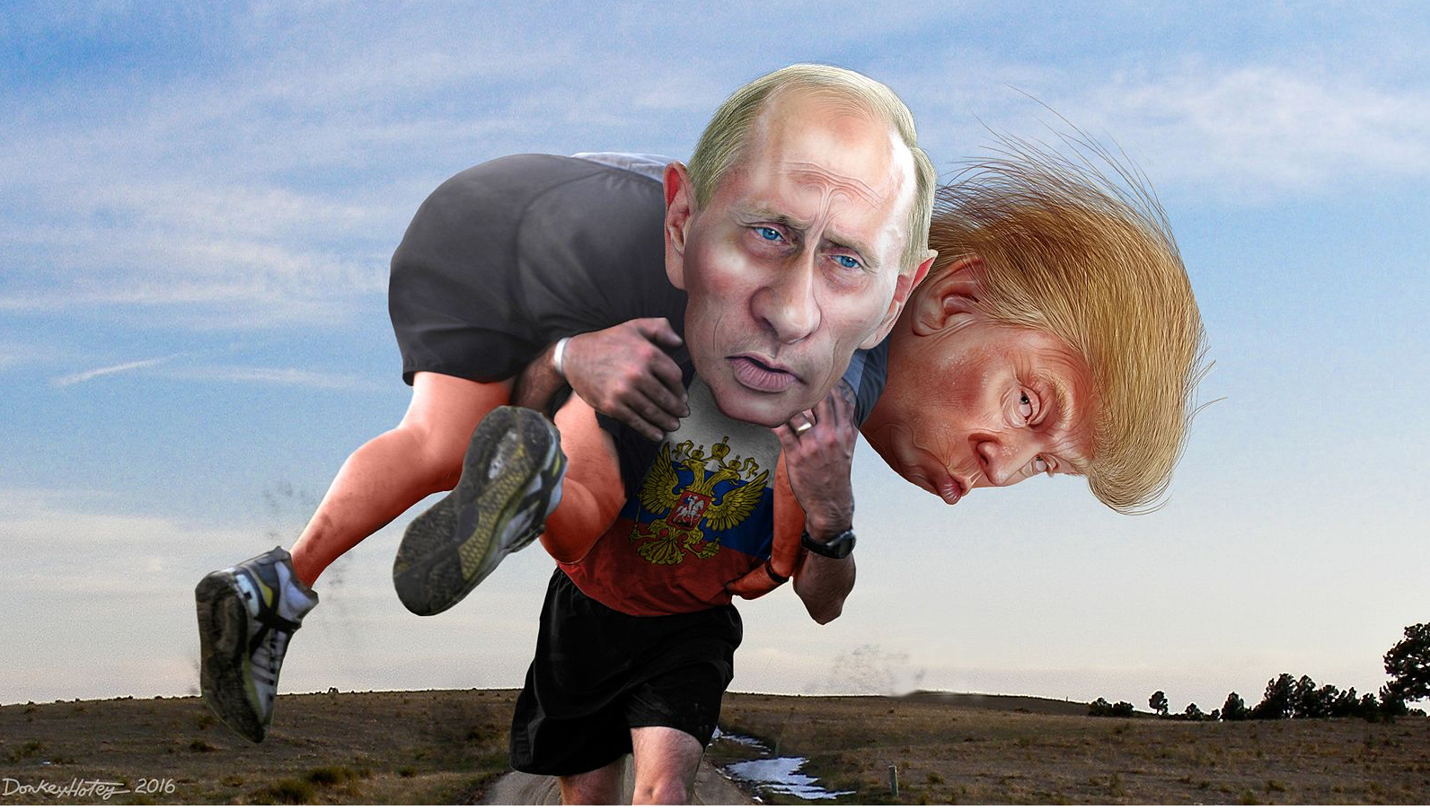 n Kumpel Bild: CC By DonkeyHotey (Vladimir Putin carrying his buddy Donald Trump) [CC BY-SA 2.0 (https:::creativecommons.org:licenses:by-sa:2.0)], via Wikimedia Commons