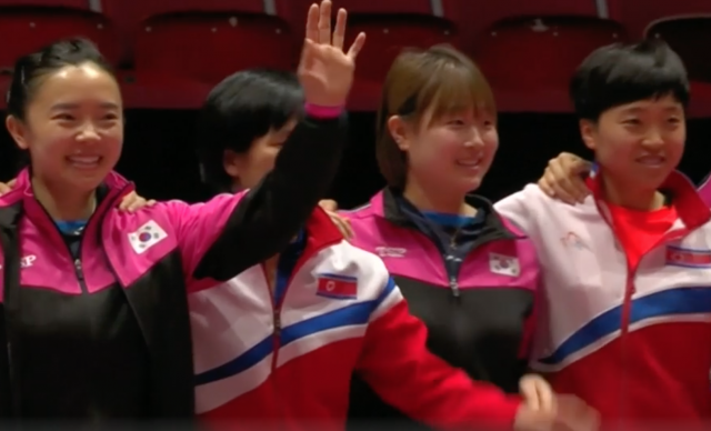 Nord- und Südkorea spielen ab Viertelfinale zusammen Tischgennis Mai 18 Foto Video