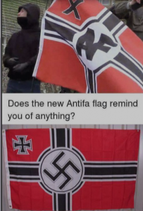 Erinnert euch die neue Antifa-Flagge an etwas? fragt Q Foto qanon.pub