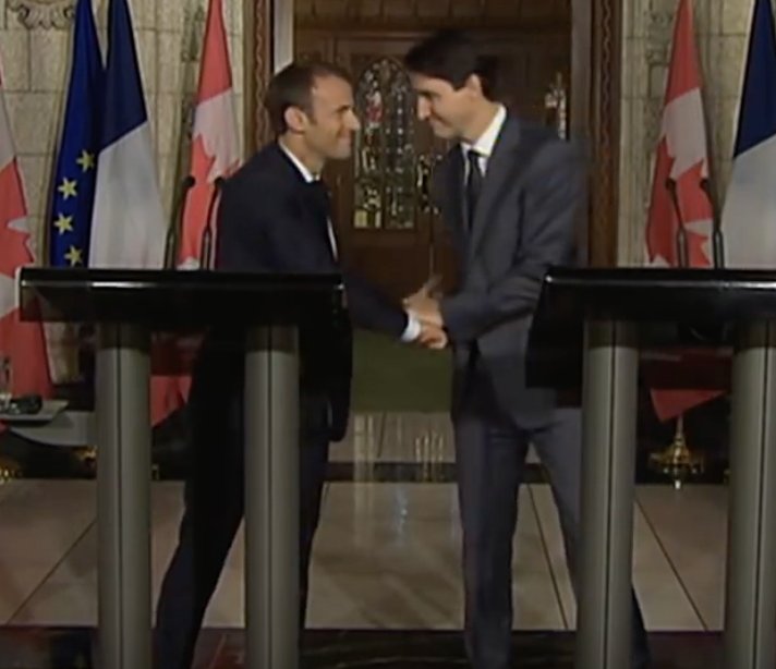 Zwei, die sich einig sind: Macron und Trudeau auf dem G7 Gipfel Foto https:::www.youtube.com:watch?v=Z-Akc-rTQpw