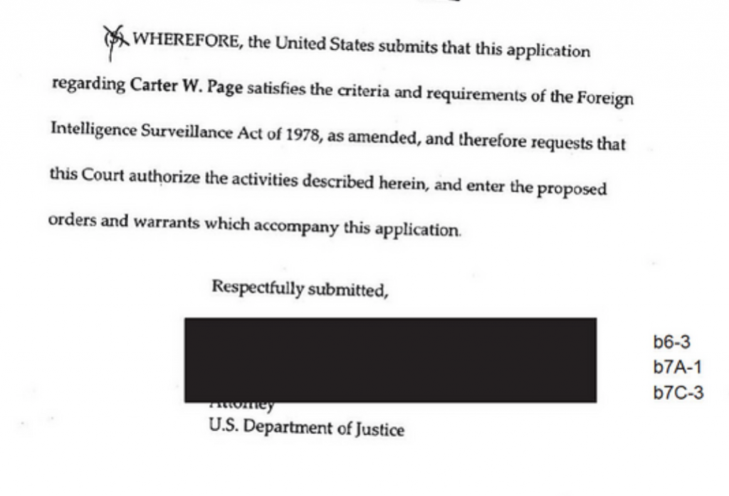FBI-Vault-Fisa Signature Attorney US Dept. of Justice