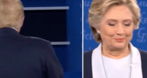 Donald Trum und Hillary Clinton bei ihrer 3. Debatte 2016