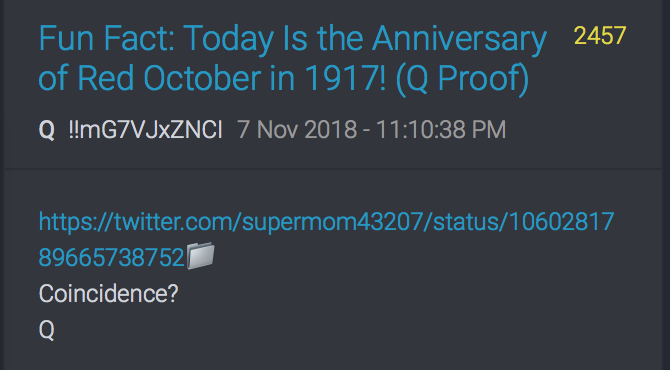 Twitter Link zu Rotem Oktober - Q bestätigt den Zusammenhang