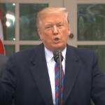 Donald Trump am 4.1.2019 über die Mauer