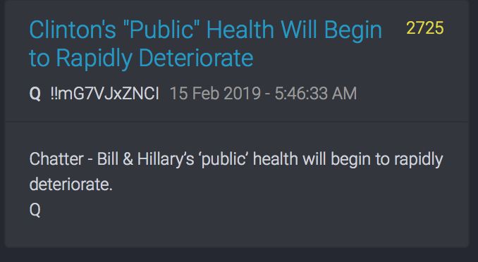 2725 QAnon Clintons Gesundheit wird leiden