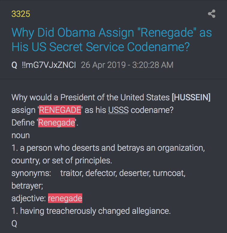 3325 Warum Renegade als USSS Codename?