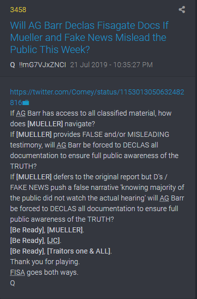 3458 QAnon - Wenn Mueller falsch spielt, wird Barr sofort FISA veröffentlichen