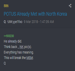 886 QAnon - POTUS hatte bereits ein Meeting mit Nordkorea